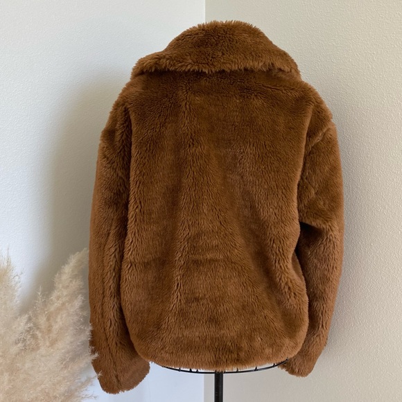 SOLD Free People Mena Cropped Brown Faux Fur Teddy Coat - Picture 2 of 10